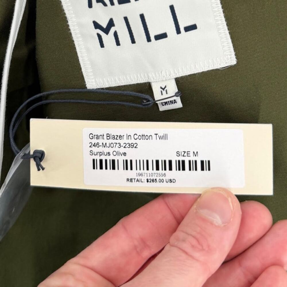 NWT Alex Mill Men's Surplus Olive Grant Cotton Twill Blazer Jacket Size M - Picture 4 of 10
